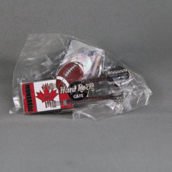 2001 Grey Cup Pin - Maple Leaf Double Guitar Hard Rock Cafe - Inlaid Pin - Picture 3 of 3